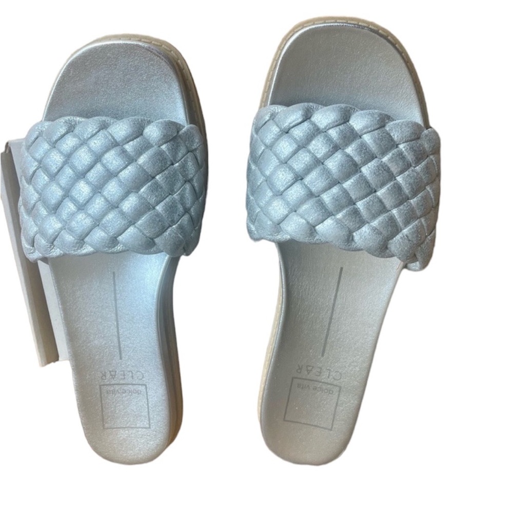 Dolce Vita Silver Braided Slide Sandals